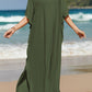 Slit V-Neck Half Sleeve Cover-Up