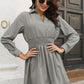 Johnny Collar Smocked Waist Long Sleeve Mini Dress