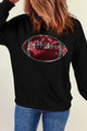Sequin Football Long Sleeve Sweatshirt Black