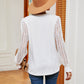 Contrast V-Neck Long Sleeve Blouse