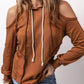 Cold Shoulder Long Sleeve Hoodie