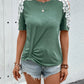 Perfee Lace Detail Round Neck Short Sleeve T-Shirt