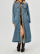 Pocketed Button Up Denim Jacket with Fur Lining Medium