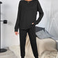 Round Neck Top and Drawstring Pants Lounge Set