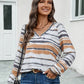 Striped V-Neck Long Sleeve T-Shirt