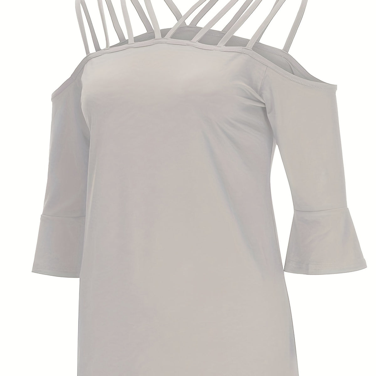 Full Size Cold Shoulder Three-Quarter Sleeve Blouse