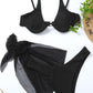 Ribbed High Cut Three-Piece Swim Set