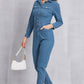 Snap Down Denim Jumpsuit with Pockets