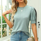 Openwork Round Neck Short Sleeve Blouse