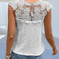 Cutout Lace Detail Notched Blouse