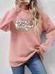 Christmas Letter Graphic Round Neck Sweatshirt Blush Pink