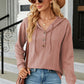 Drawstring Half Button Long Sleeve Hoodie