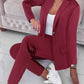 Lapel Collar Long Sleeve Top and Pants Set