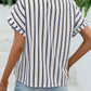 Striped Notched Short Sleeve Blouse