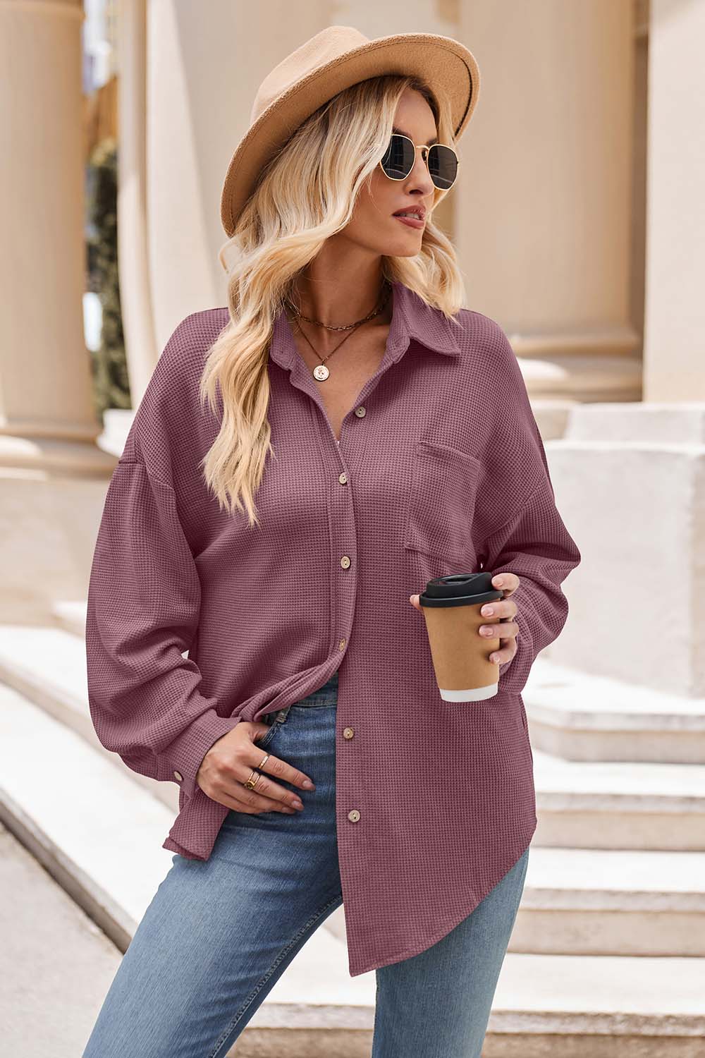 Mandy Collared Neck Dropped Shoulder Shirt