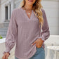 Notched Flounce Sleeve Eyelet Top