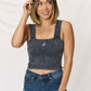 Zenana Washed Ribbed Wide Strap Cropped Cami