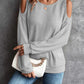 Round Neck Cold-Shoulder Waffle-Knit Top