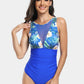 Cutout Printed Round Neck One-Piece Swimwear