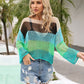 Color Block Openwork Boat Neck Cover Up