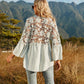 Spliced Lace Buttoned Blouse