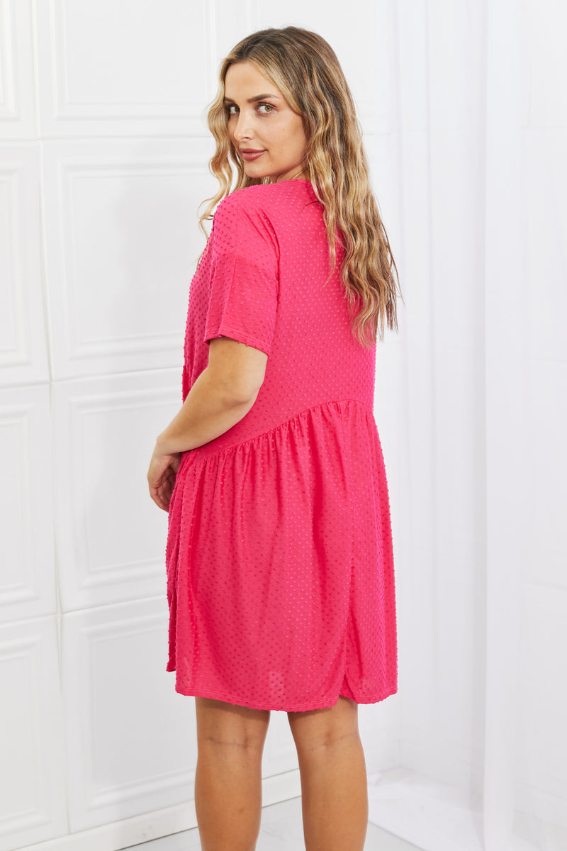 BOMBOM Another Day Swiss Dot Casual Dress in Fuchsia