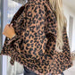 Leopard Raw Hem Denim Jacket