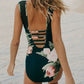 Full Size Cutout Printed Sleeveless One-Piece Swimwear