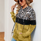 Leopard Drawstring Hoodie with Pocket