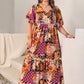 Plus Size Printed V-Neck Half Sleeve Maxi Dress