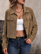 Perfee Collared Neck Button Front Jacket Caramel