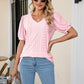 Eyelet Puff Sleeve V-Neck Top