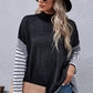 Perfee Striped Dolman Sleeve Mock Neck Knit Pullover