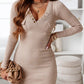 V-Neck Long Sleeve Ribbed Dress