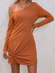 Twisted One-Shoulder Mini Dress Caramel