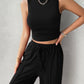 Mock Neck Sleeveless Top and Drawstring Pants Set