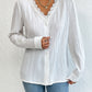 Ivy Lane Lace Trim V-Neck Long Sleeve Shirt