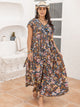 Plus Size Ruffled Printed Cap Sleeve Dress Multicolor