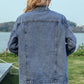 Studded Button Up Long Sleeve Denim Jacket