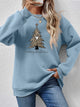 Christmas Tree Graphic Long Sleeve Sweatshirt Air Force Blue