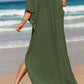 Slit V-Neck Half Sleeve Cover-Up