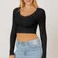 Round Neck Long Sleeve Cropped T-Shirt