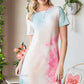 Tie-Dye Round Neck Short Sleeve Slit Dress