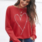 Heart Round Neck Long Sleeve Sweatshirt