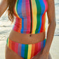 Rainbow Striped Split Bikini