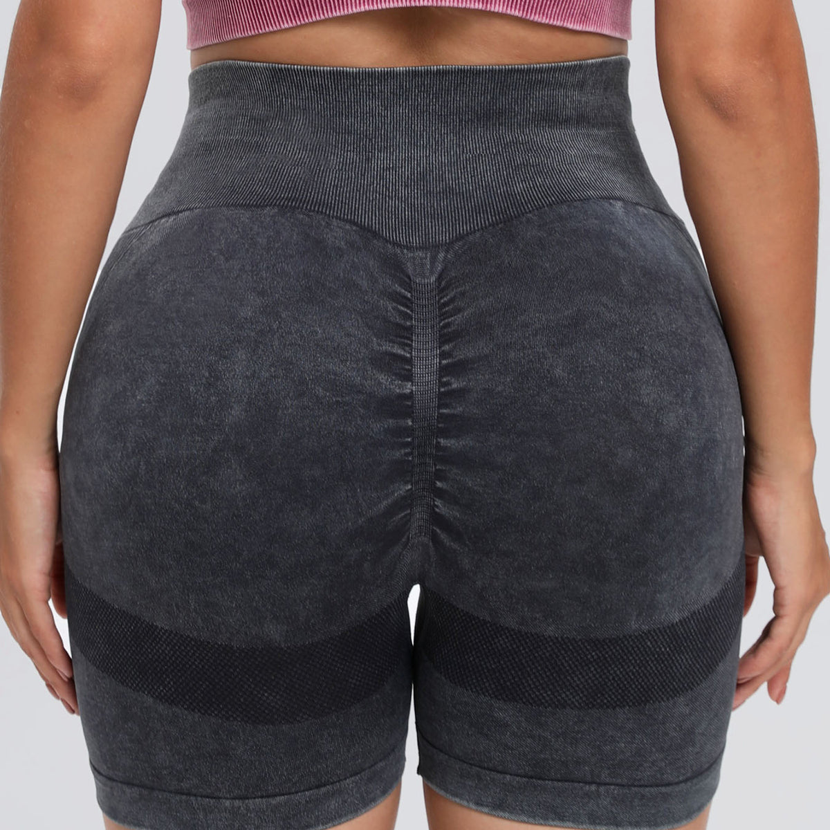 Washed High Waist Active Shorts