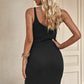 Ribbed Sleeveless V-Neck Dress