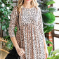 Printed Round Neck Long Sleeve Dress