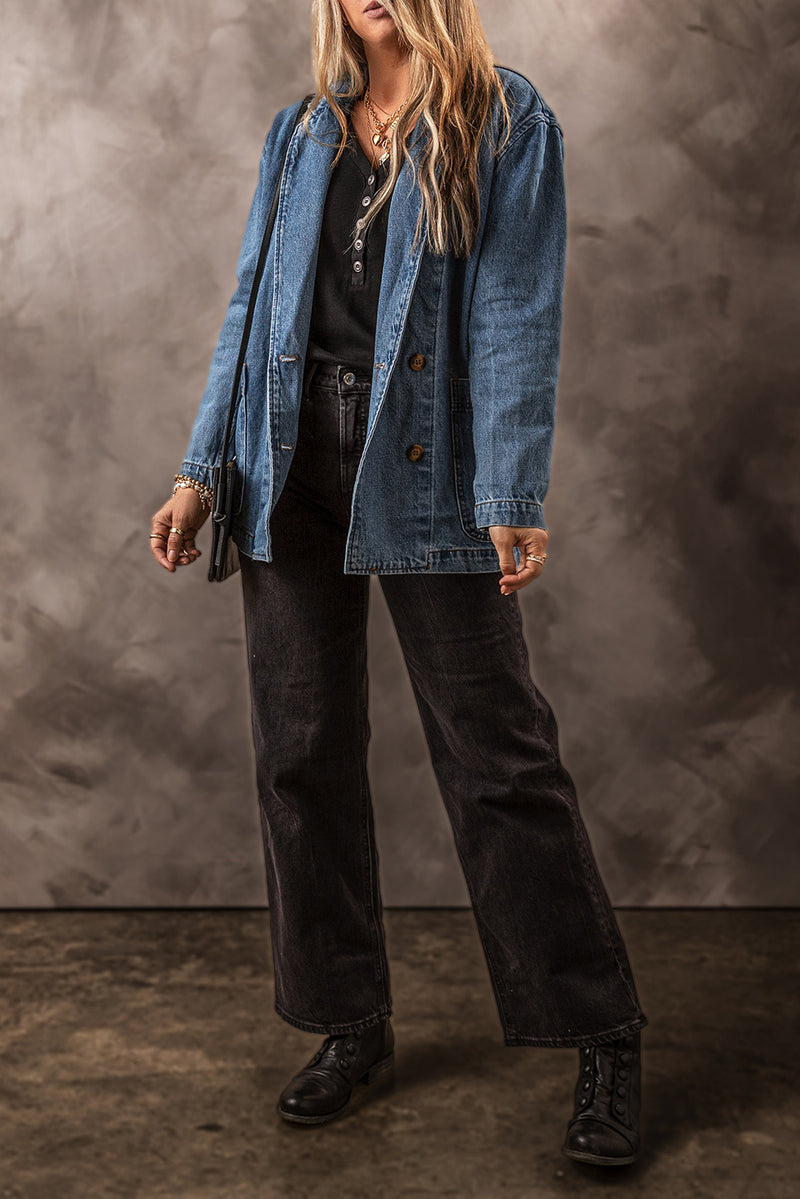 Pocketed Long Sleeve Denim Jacket