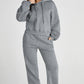 Dropped Shoulder Hooded Top and Pants Active Set